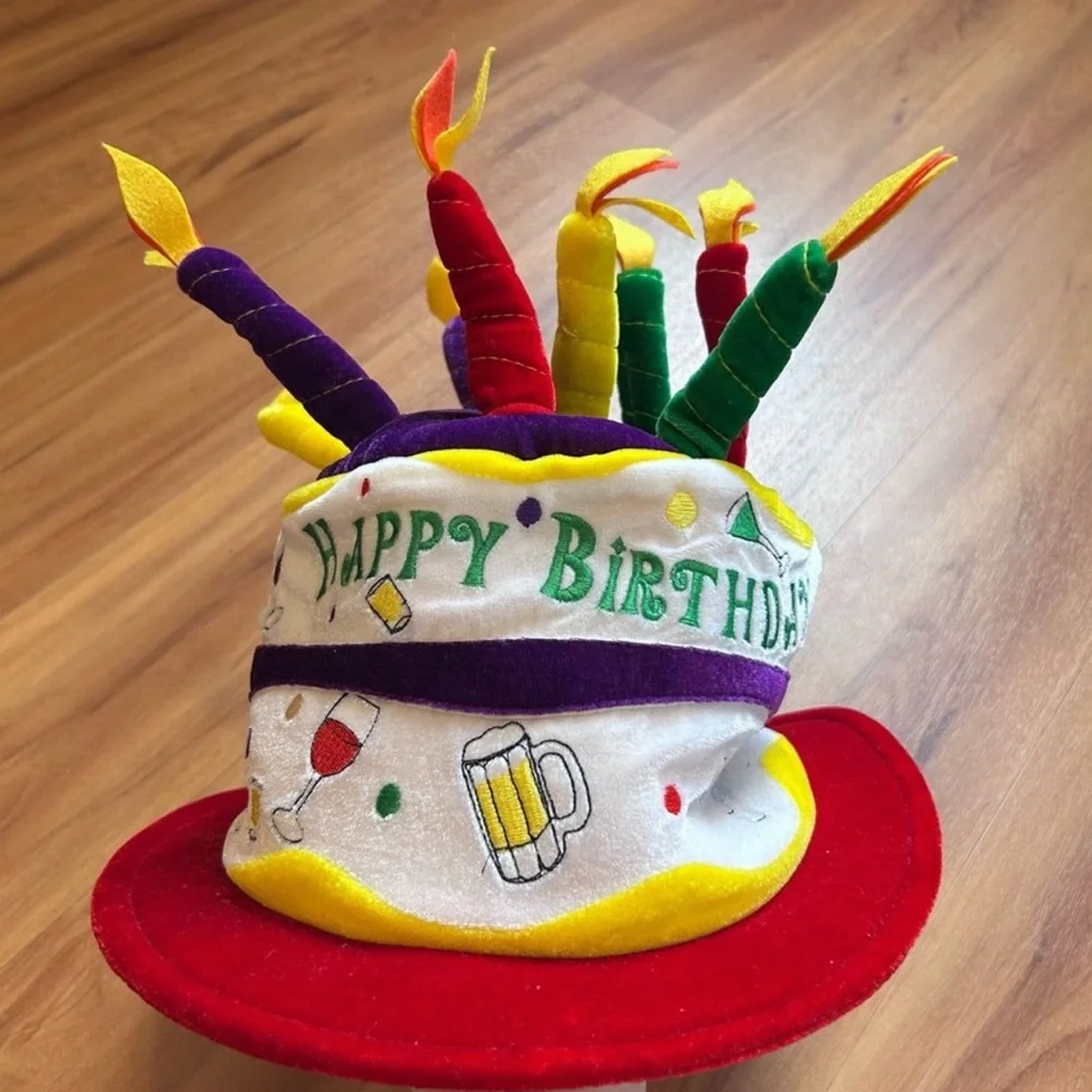 Festive Birthday Cake Hat with Colorful Candles